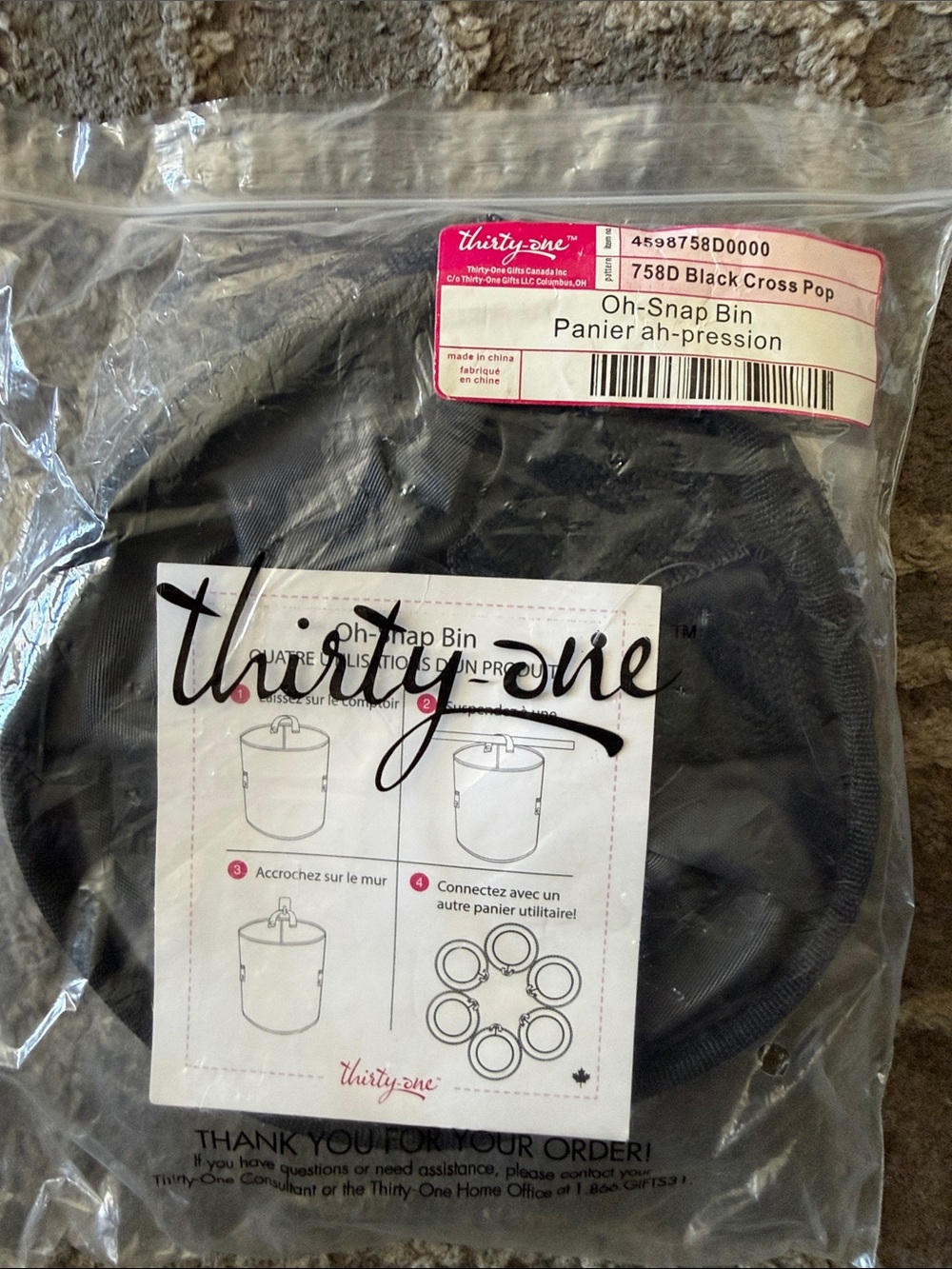 thirty-one Black Oh-Snap Bin Portable Storage multiple ways to use